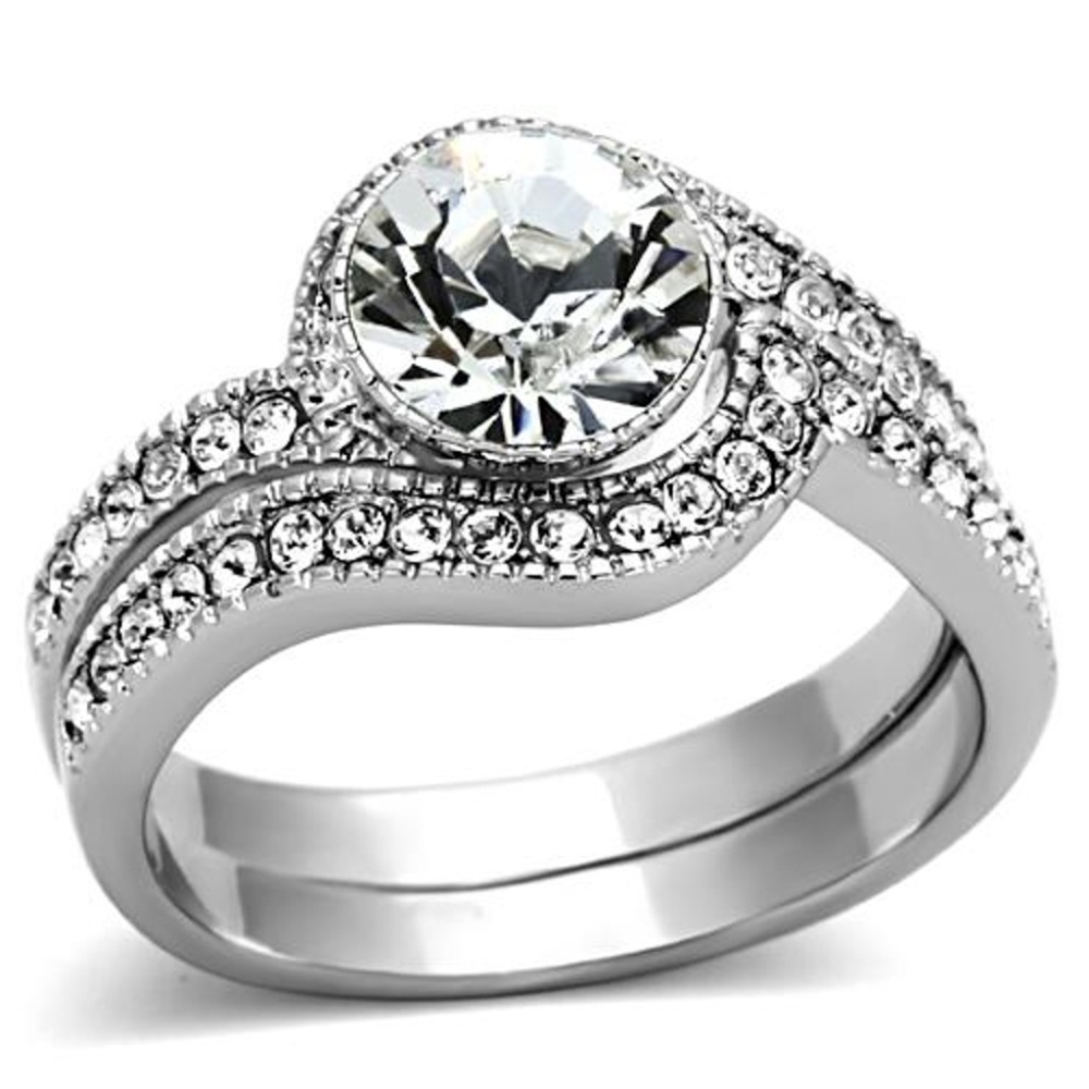 2.25 Ct Zirconia Stainless Steel Wedding Ring Set